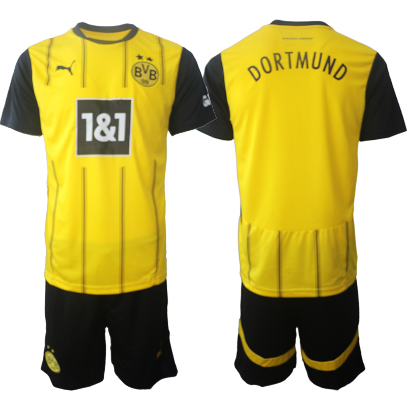 Men 2024-2025 Club Borussia Dortmund home Yellow blank Soccer Jersey